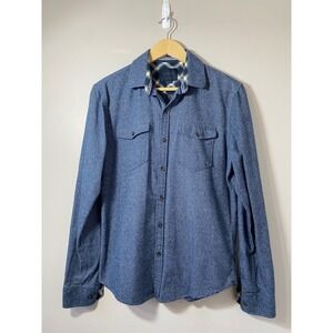 NOMAD Navy Blue Long Sleeve Shirt Button Up Prague Workshirt Men's Small Fannel